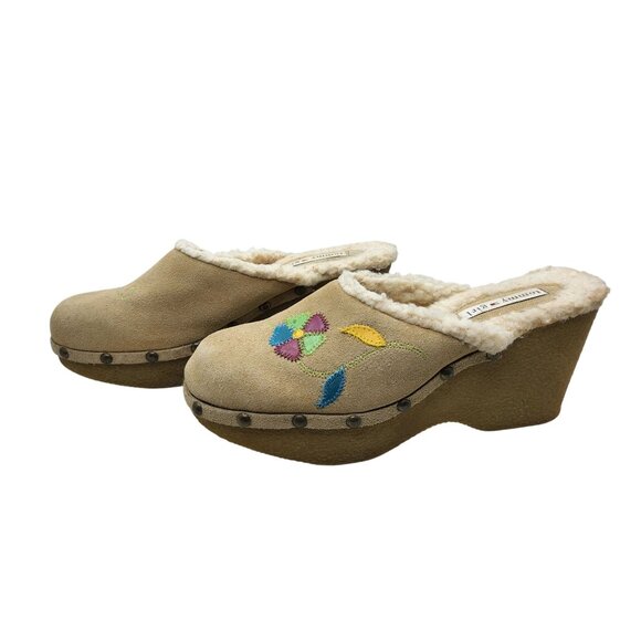 Vintage Tommy Girl Flowers Embroidered Leather Studded Mules. - Picture 1 of 8